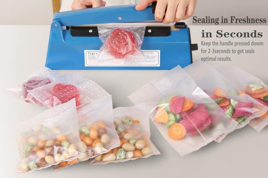 Impulse Heat Sealer - Manual 8 Inch Sealing Machine for Plastic Bags with Extra Replace Element Grip
