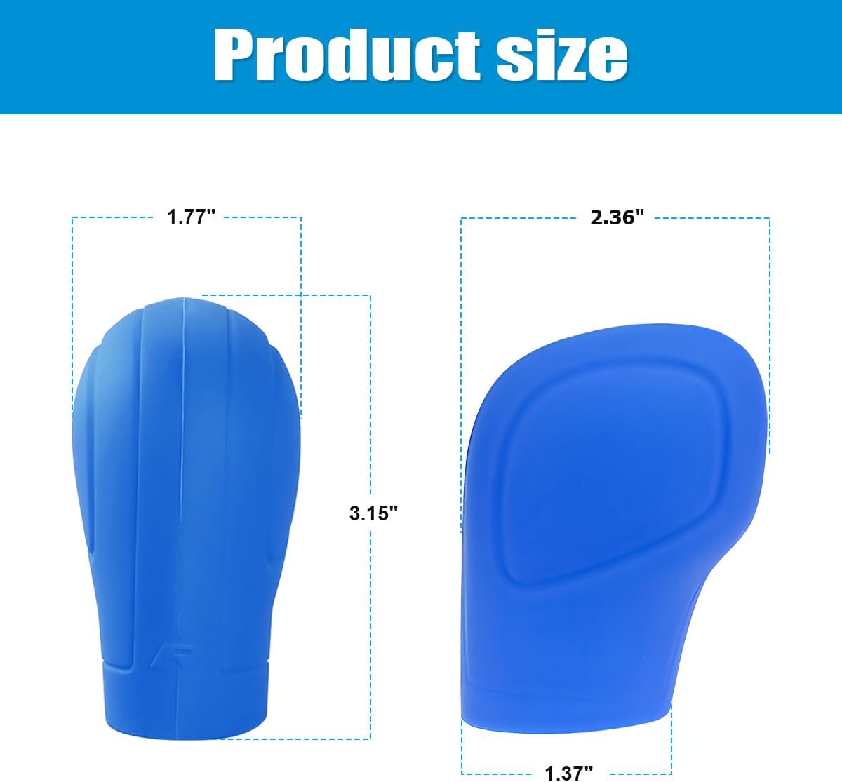 AICEL 2 Pack Silicone Gear Shift Knob Cover 3.14 x 2.2 Inch Blue
