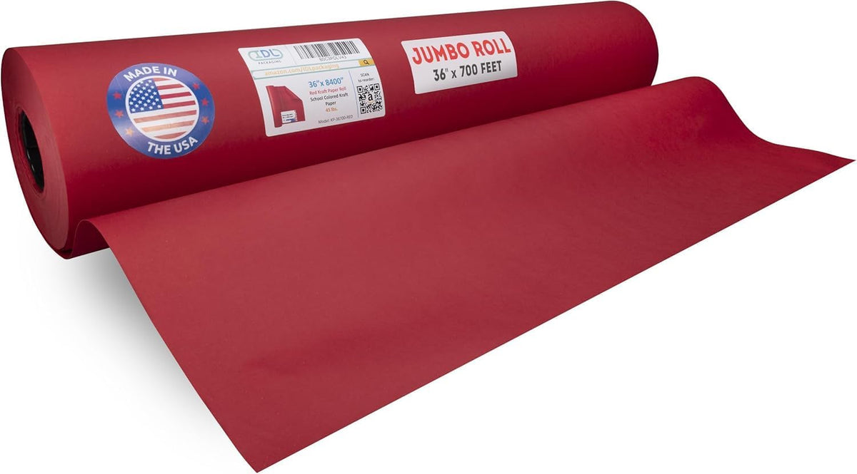 Red Kraft Paper Roll, 36" x 8400" (700 feet) - USA-Made, IDL Packaging