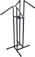 Black 4 Way Adjustable Clothing Rack with Slanted Arms - Retail Clothing Rack Display - Adjustable Height Arms from