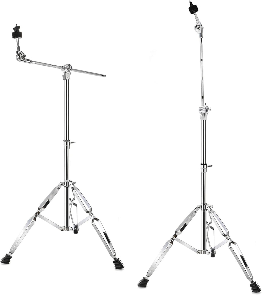 Cymbal Boom Stand Adjustable Height 30"-58", Double Braced Tripod Cymbal Straight Stand with Non-slip Rubber Feet for