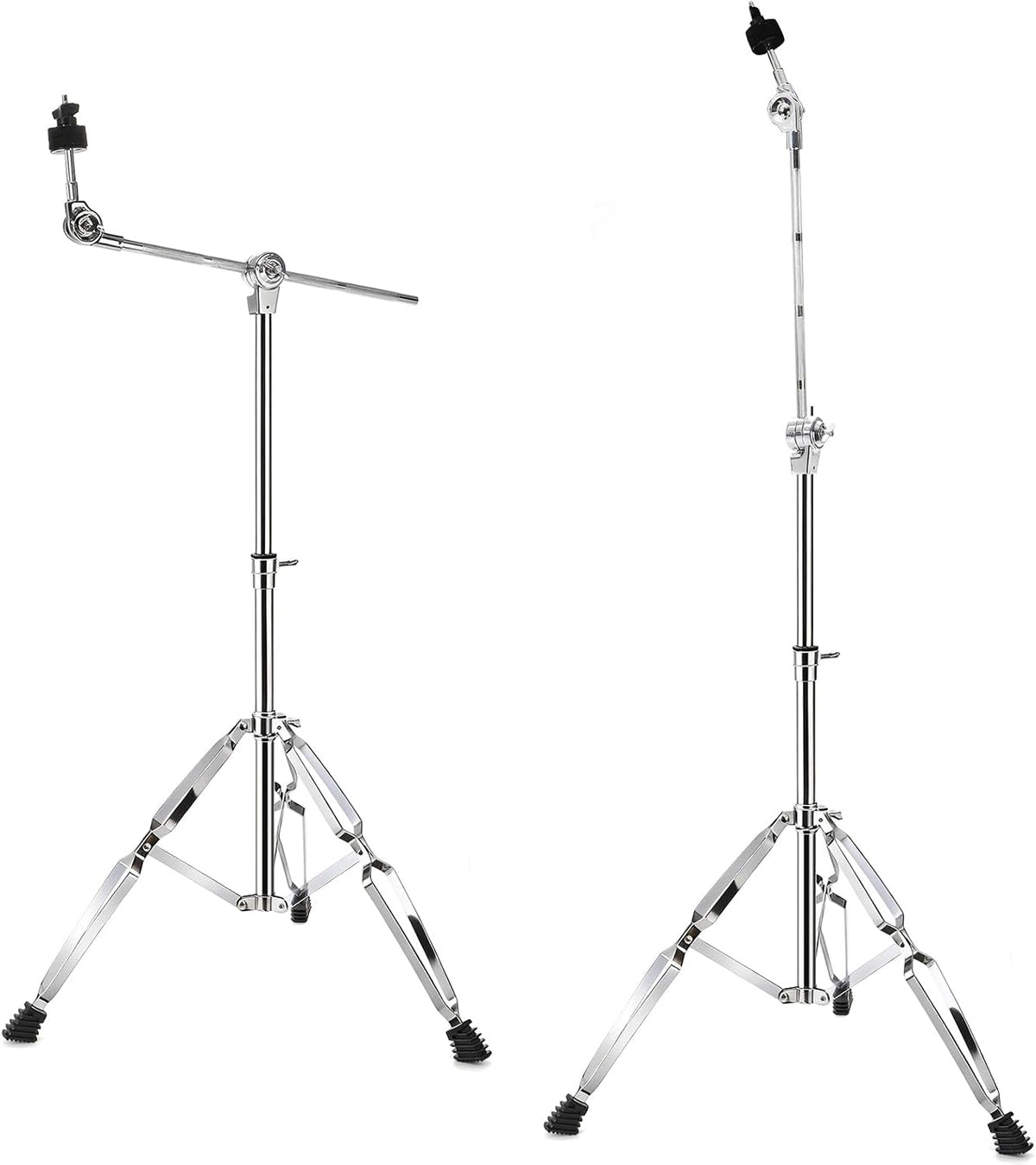 Cymbal Boom Stand Adjustable Height 30"-58", Double Braced Tripod Cymbal Straight Stand with Non-slip Rubber Feet for