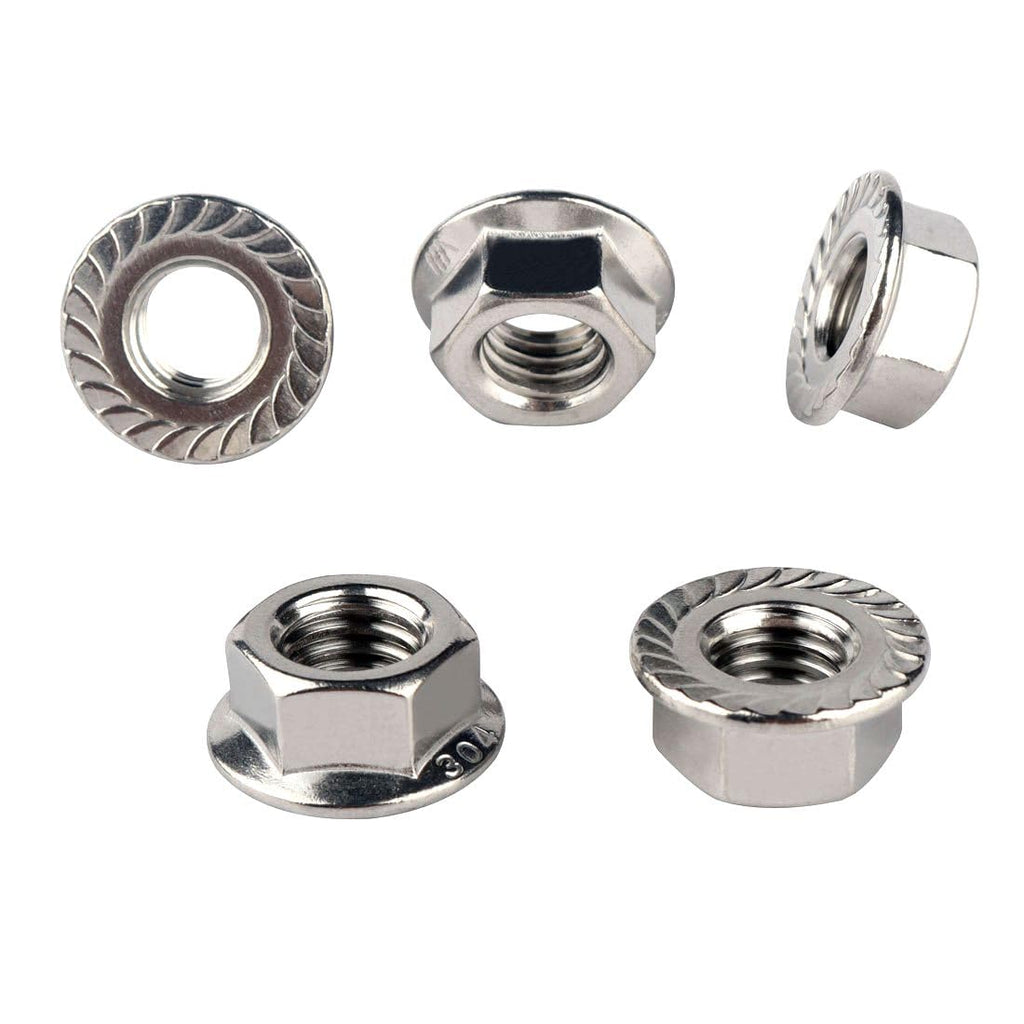 5/16-18 Serrated Flange Hex Lock Nuts 304 Stainless Steel, 40PCS Silver