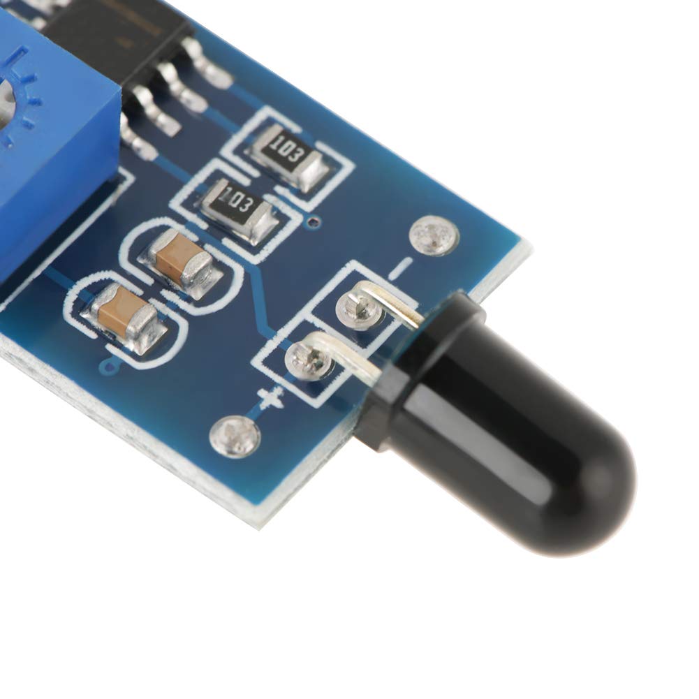IR Infrared Flame Sensor Module 5 Pack 760-1100nm Detection Range with Adjustable Sensitivity and 60° Viewing Angle Digital and Analog Output for Fire Detection Compatible with Arduino