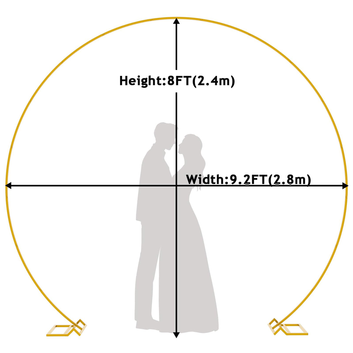 Round Backdrop Stand 9.2ft, Round Balloon Arch Stand, Gold Circle Arch