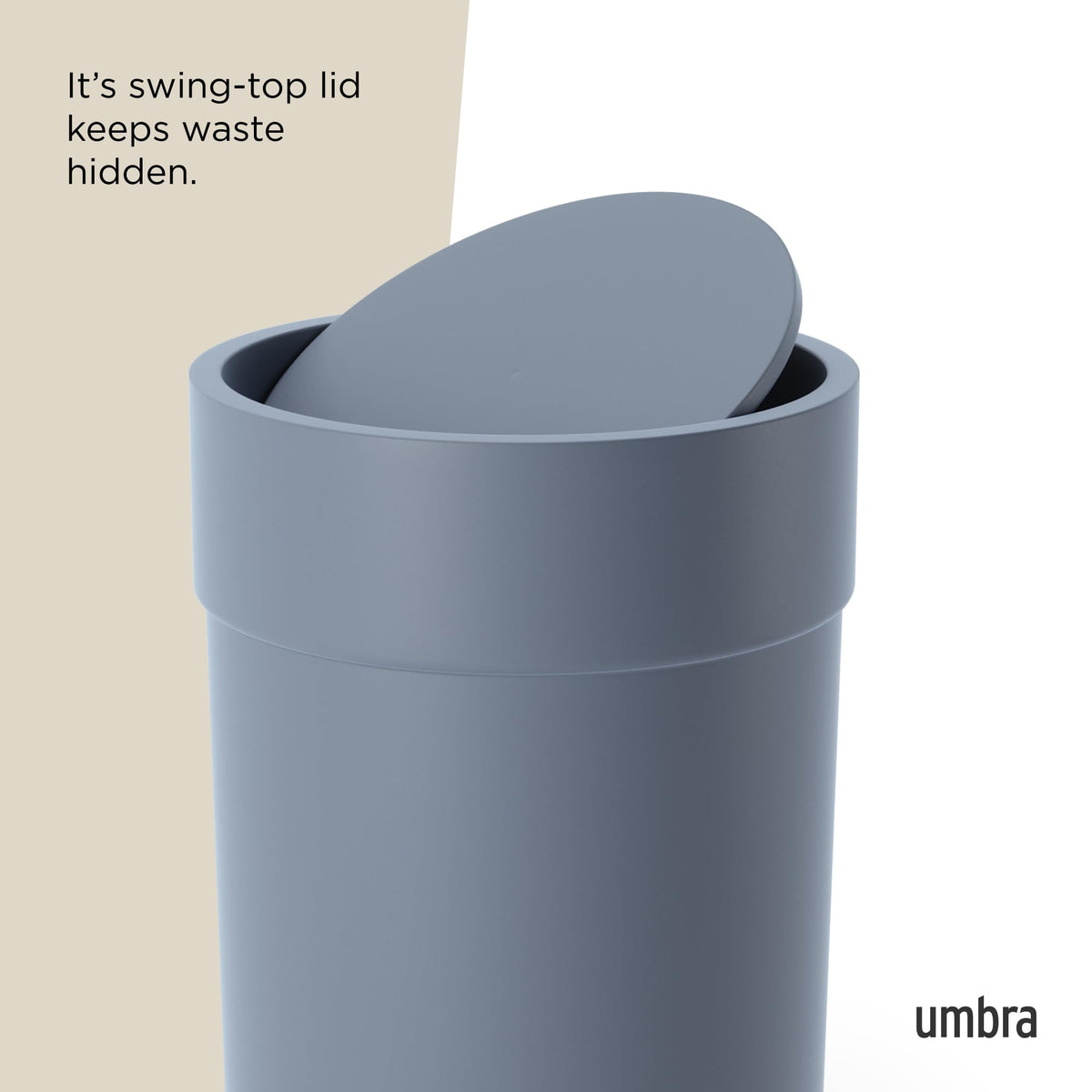 Touch Bathroom Trash Can with Lid, 1.6 Gallon, Slate Blue