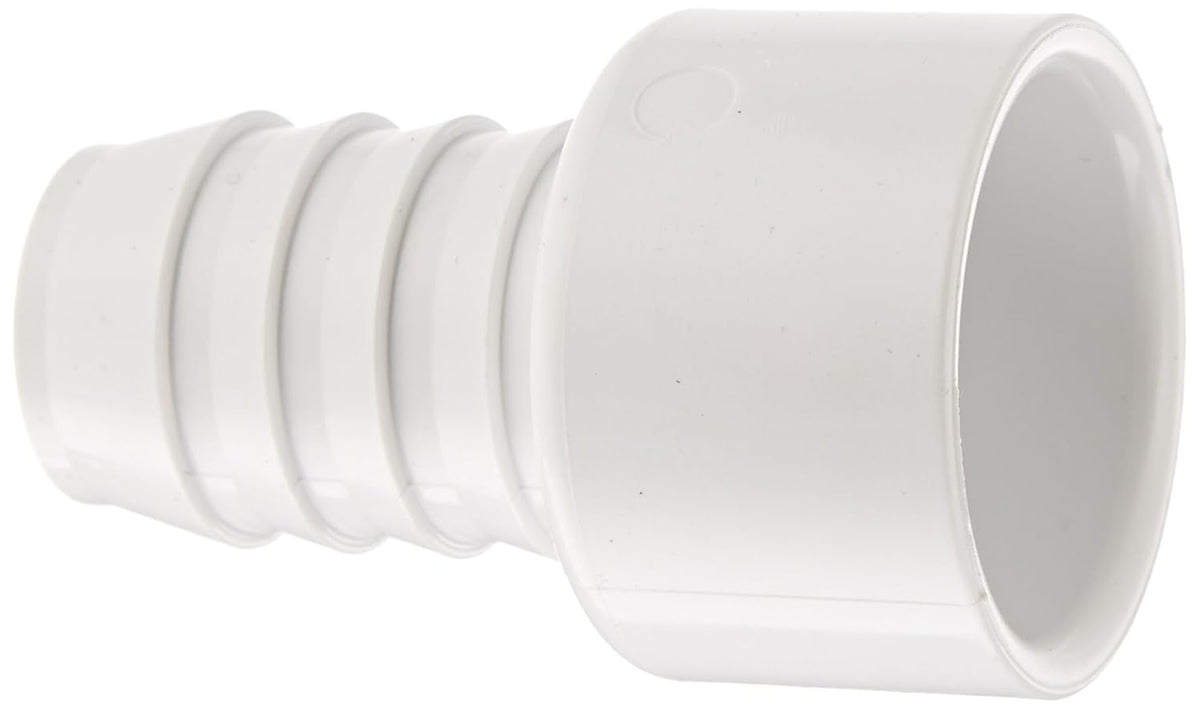 Spears 474 Series PVC Pipe Fitting, Adapter, Schedule 40, White, 1"Barbed x 1" Socket