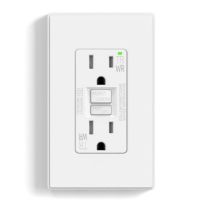 GFCI Outlet Outdoor, 15 Amp Self-Test GFI Electrical Outlet with Thinner Design, Weather & Tamper Resistant GFCI