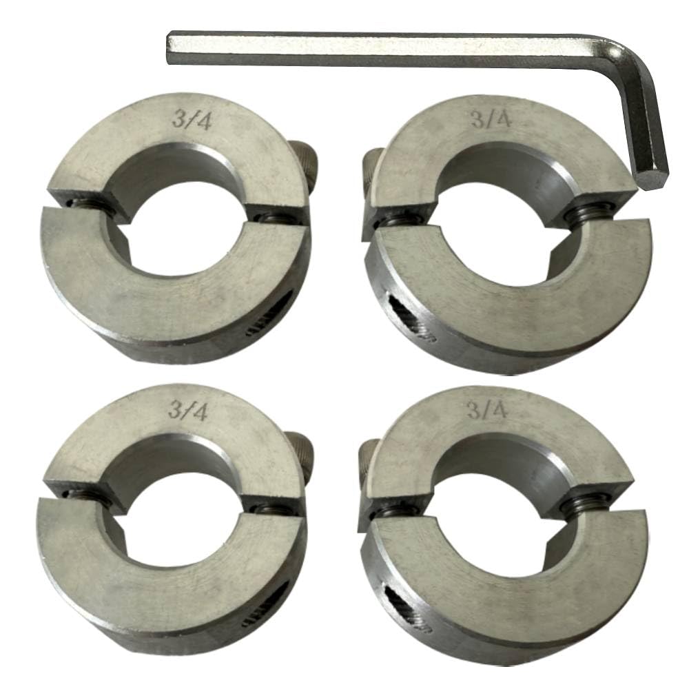 Bore 3/4'' Double Split Shaft Collar Two-Piece Clamping Collar Aluminum Alloy Set Screw Suitable for Machinery and Industrial (4, 3/4)