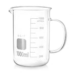 Beaker with Handle, 1000ml/33.81oz Measuring Cup, Borosilicate Glass,Beaker Mug with Pouring Spout