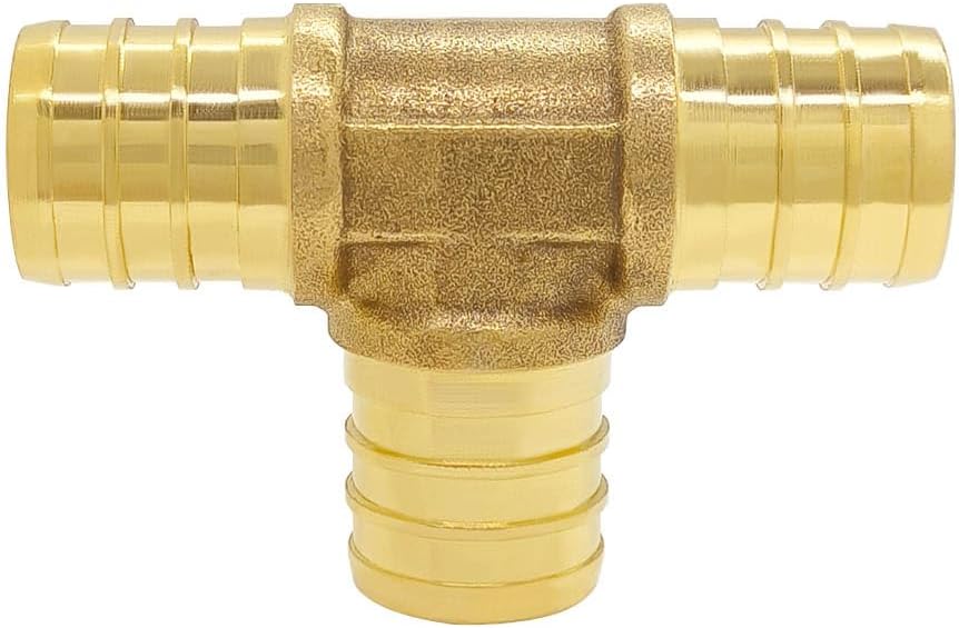 Hooshing 6 Pack 3/4" Pex Tee Fittings, Heavy Duty Brass Crimp Fitting