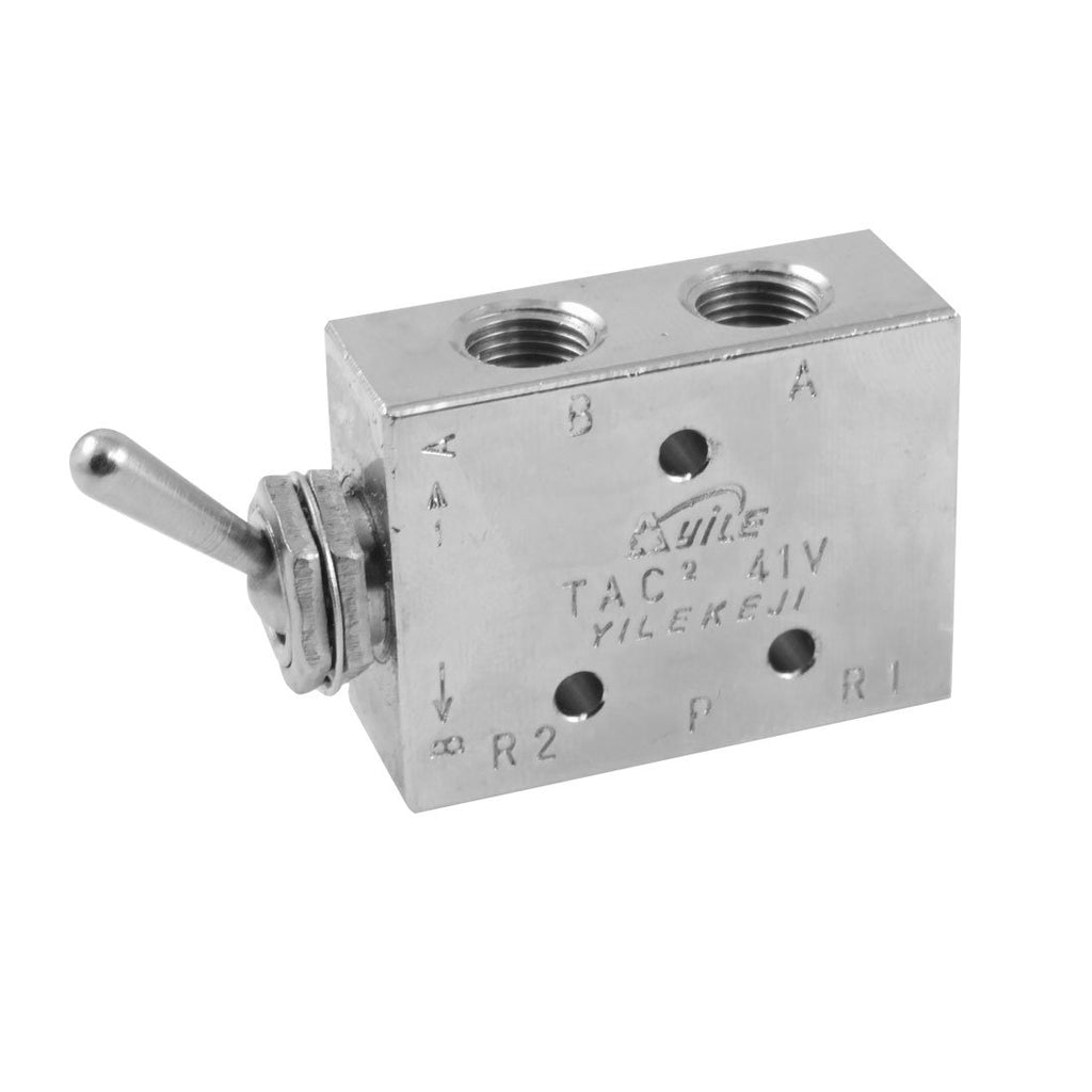 uxcell Silver Tone Air Pneumatic 2 Position 5 Way Toggle Switch Valve TAC2-41V