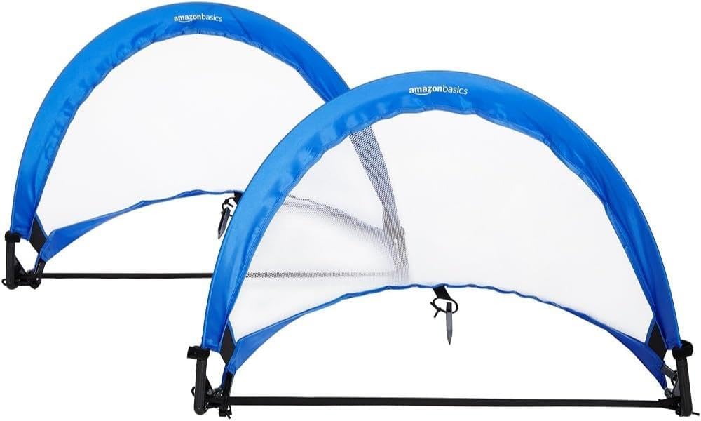 Portable Pop Up Soccer Goal Set for Kids, Training Equipment, Outdoor Sports Games, Backyard Soccer, Blue, 2-Pack