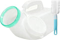 Urinals for Men - 1200 mL / 40 oz Thick Plastic Portable Urinals with Cleaning Brush, Anti-Tip Base & Secure Snap-On