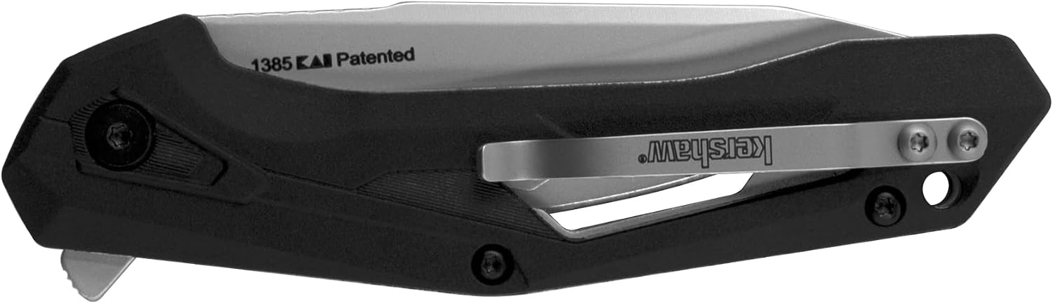 Airlock Pocket Knife, Black, 3 Inch Drop Point Blade | EDC with Assisted Opening, Reversible Pocketclip, Everyday