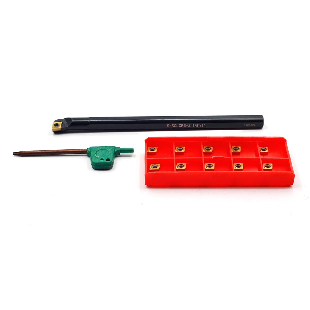 OSCARBIDE 3/8"x 6" Indexable Boring Bar w/10pcs Carbide Inserts,Right-Hand