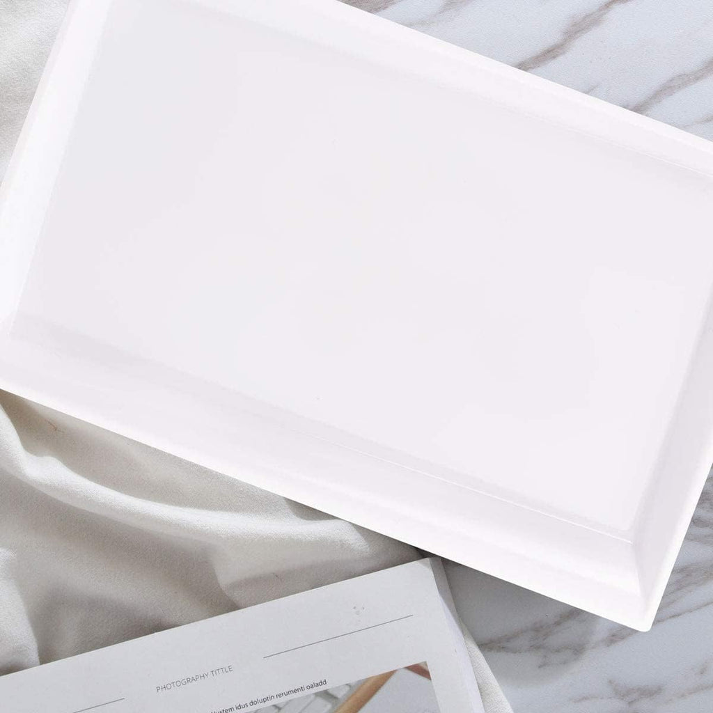 12 Pack White Plastic Serving Trays and Platters for Wedding