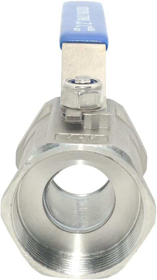 VARMHUS 2" Stainless Steel 304 Ball Valve 1Pc Type NPT Female Threaded with Heavy Duty Blue Vinyl Insulation Handle,CF8M Ristricted Flow,1000 WOG (2")