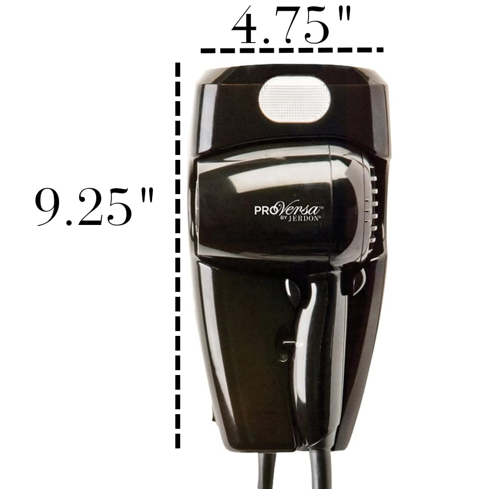 Wall-Mount Hair Dryer - Plug-in with Night Light - Black - JWM8CB