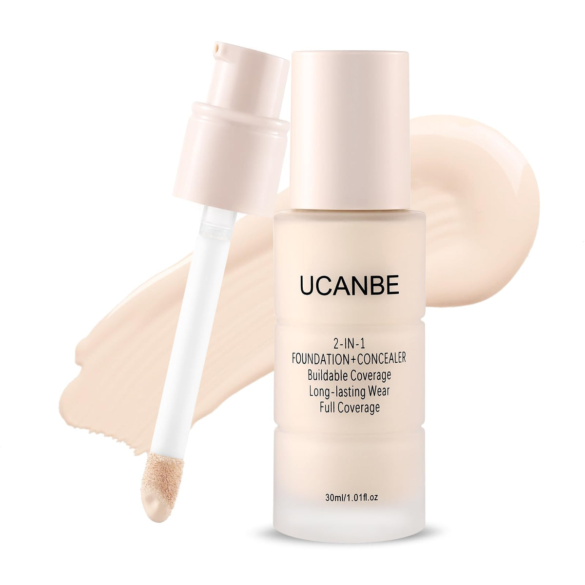 2-in-1 Foundation + Concealer, Full Coverage Makeup(01 Fair Ivory)