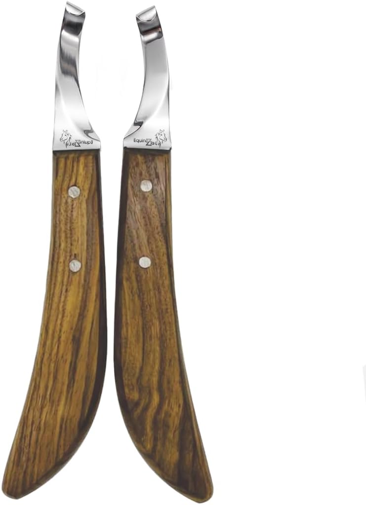 Farrier Hoof Knives Set–Professional Left & Right Handed Hoof Trimming Knives with Razor Sharp Stainless Steel