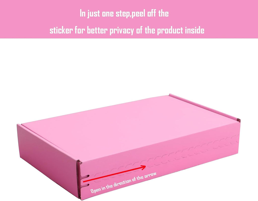 Pink Hard Corrugated Shipping Boxes 10.5x6.3x2 Inch Gift Packaging Boxes