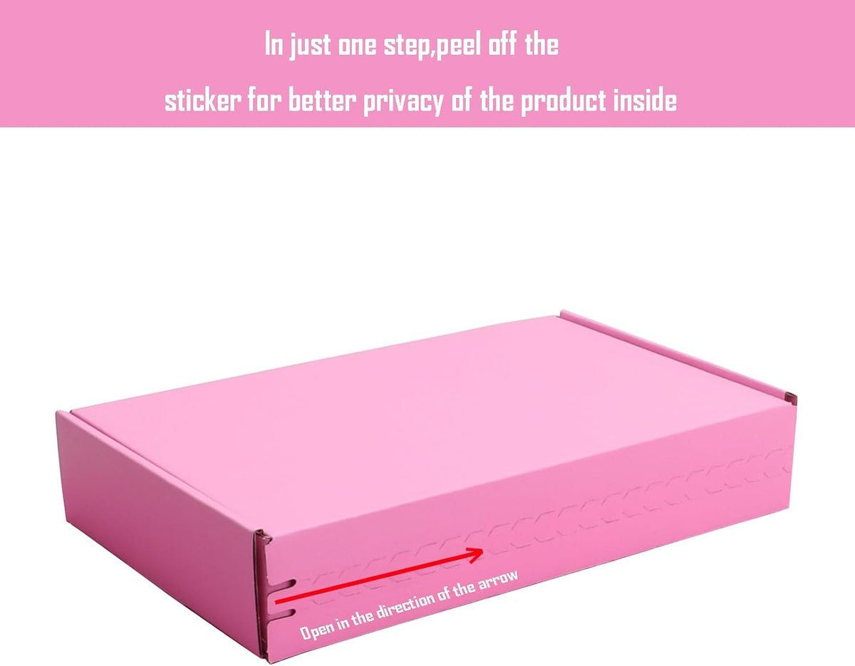 Pink Hard Corrugated Shipping Boxes 10.5x6.3x2 Inch Gift Packaging Boxes