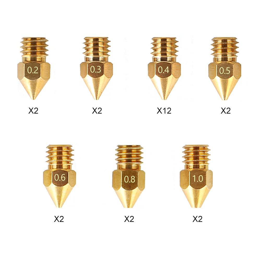 Official MK8 Ender 3 Nozzles 24 pcs 3D Printer Brass Nozzles Extruder for Ender 3 Series and Creality CR-10 0.2mm
