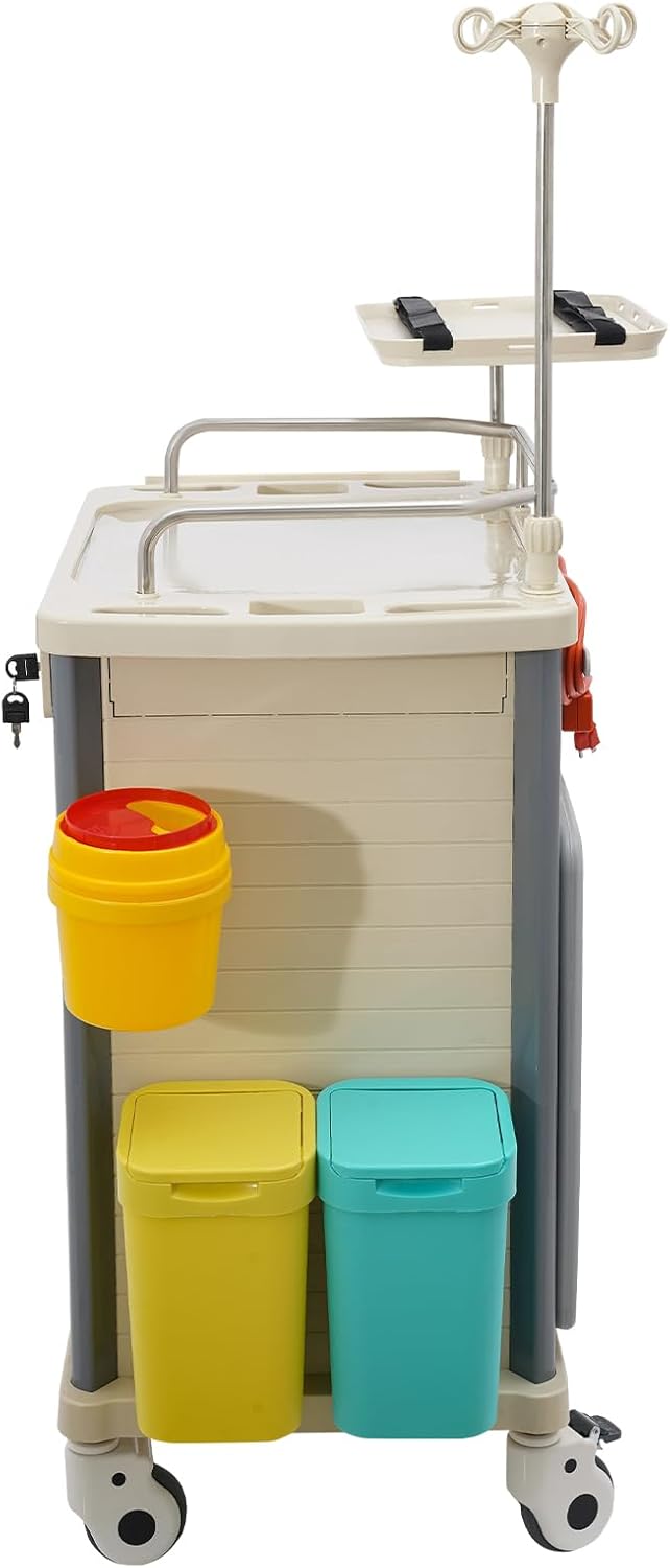5-Tier Medical Cart, Medical Rolling Storage Crash Cart with Wheels & Drawers, Mobile Medical Utility Cart with