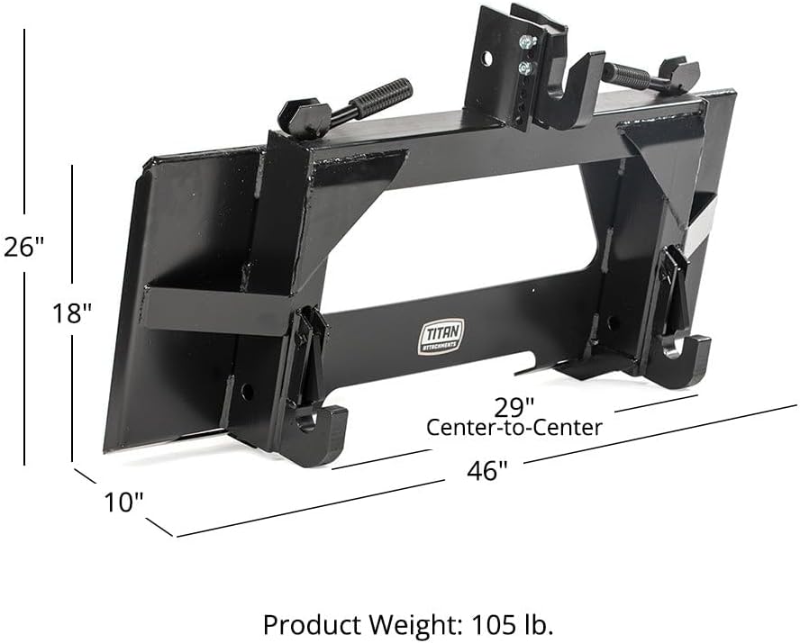 Attachments 3 Point Quick Hitch Adapter, Full Size Universal Quick Tach to Cat 1 Implements, 3,000 LB Weight