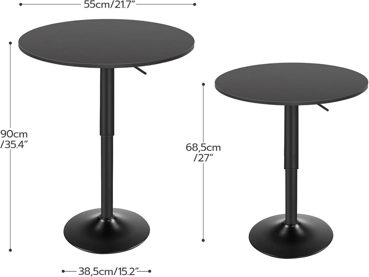 Bar Table, Height-Adjustable Round Pub Table 27-35.4 Inches, Cocktail Table with Sturdy Base, Modern Style, Easy to