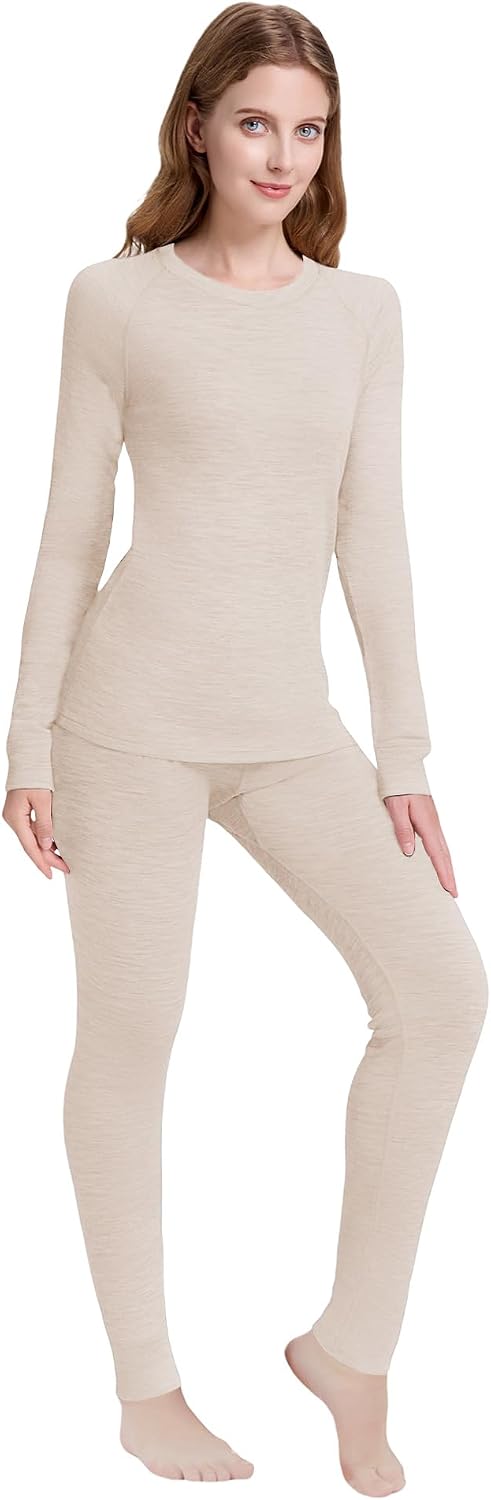Women's 100% Merino Wool Thermals Base Layer Set | Long Johns for Women, Winter Thermal Underwear, Cold Weather Base