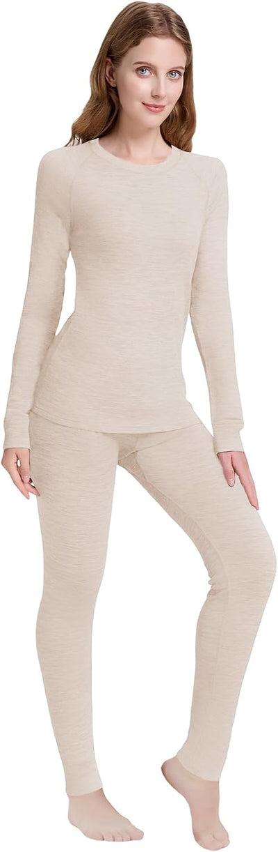 Women's 100% Merino Wool Thermals Base Layer Set | Long Johns for Women, Winter Thermal Underwear, Cold Weather Base