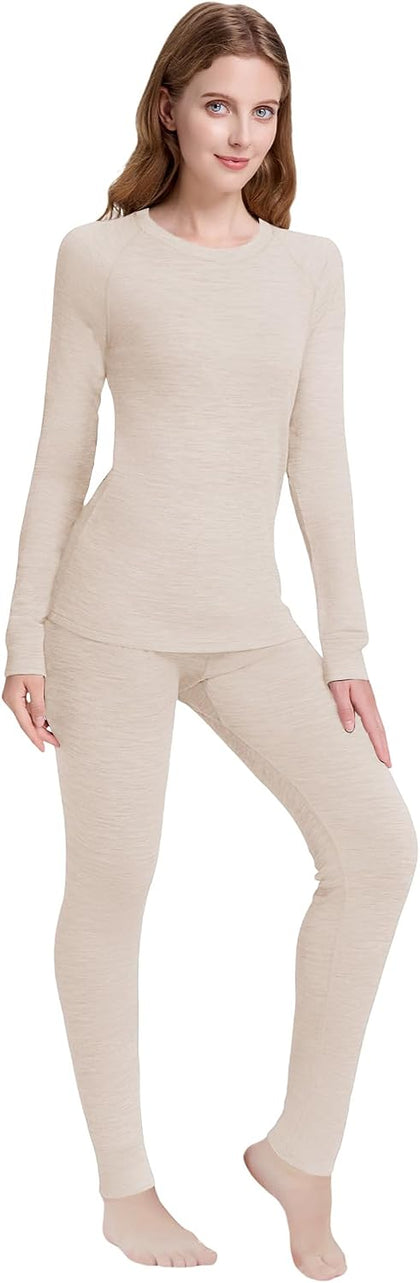 Women's 100% Merino Wool Thermals Base Layer Set | Long Johns for Women, Winter Thermal Underwear, Cold Weather Base