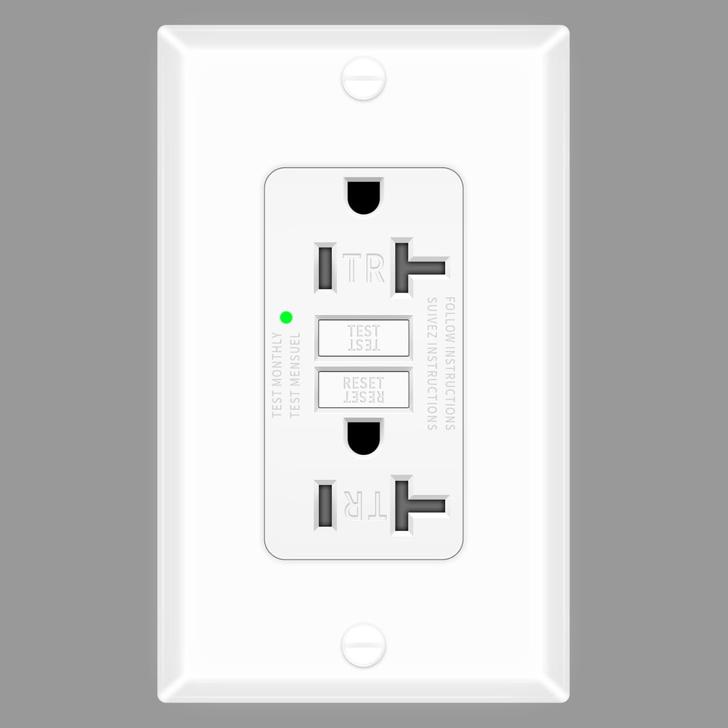 KRYNTO 1 Pack 20A GFCI Outlet Tamper-Resistant Self-Test, ETL Listed White