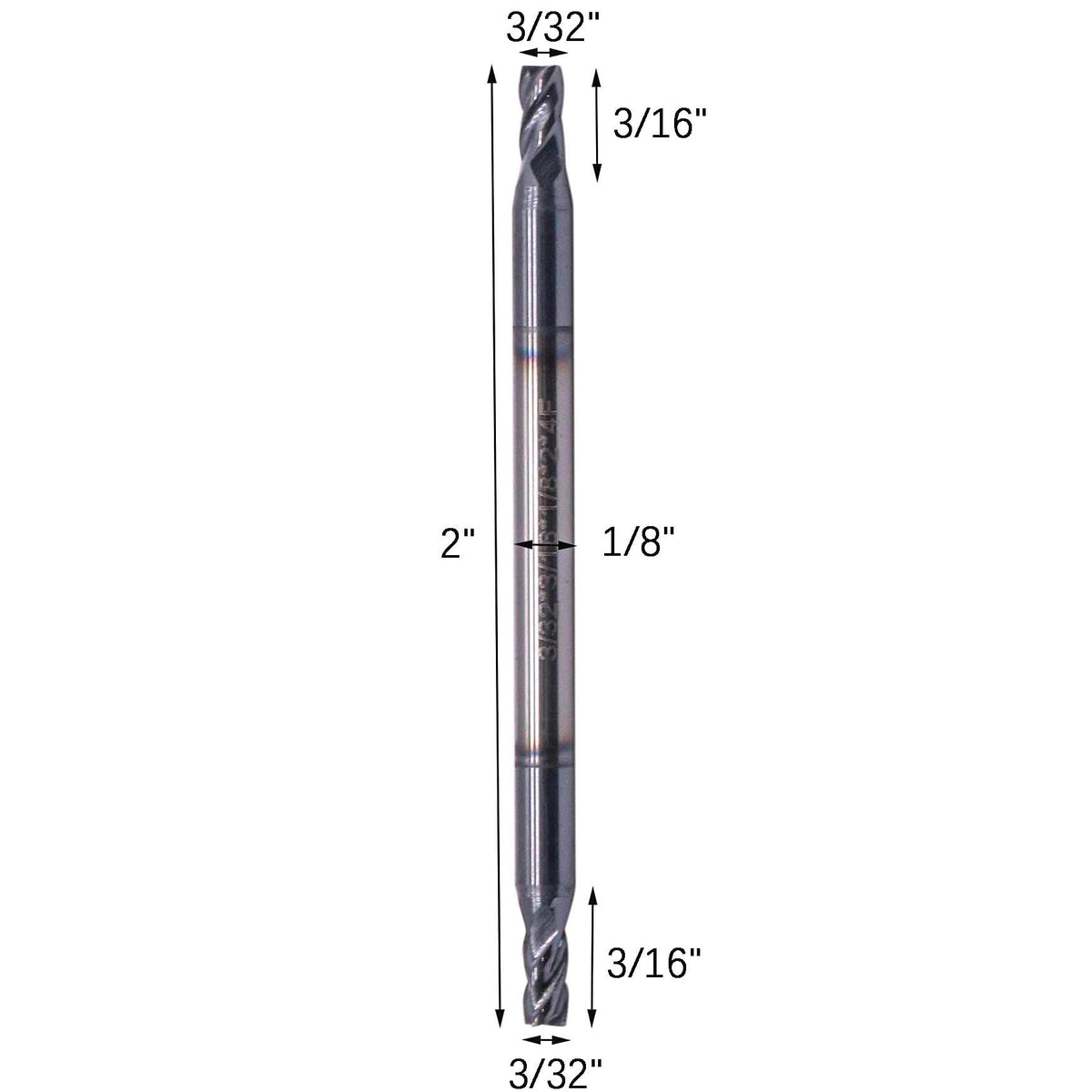 5Pcs 3/32" 4 Flute Solid Carbide Square End Mill, Double End, AlTiN Coated