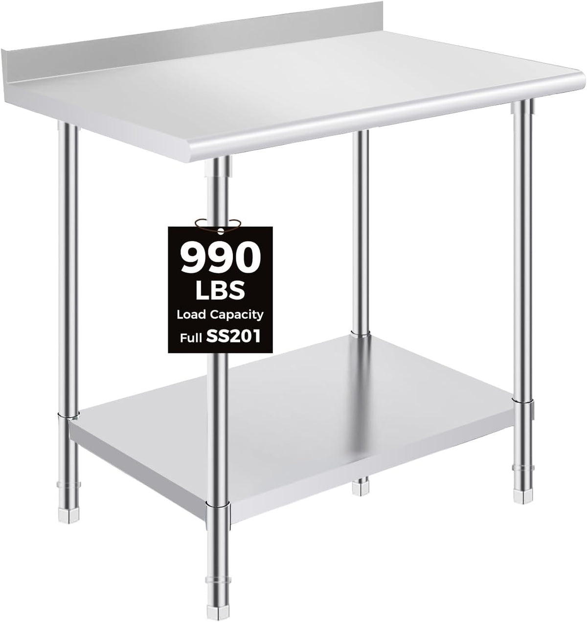 Stainless Steel Prep Table 24 x 36 Inches with Backsplash
