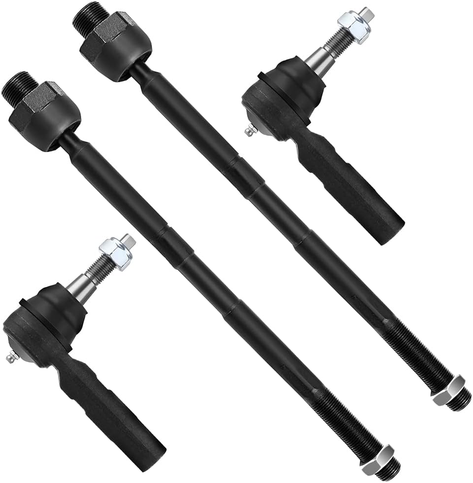 SCITOO 4pcs 2WD 4WD Front Suspension Kit Inner Tie Rod End Outer Tie Rod End Fit 2002-2005 For Dodge Ram 1500 (5-Lug)