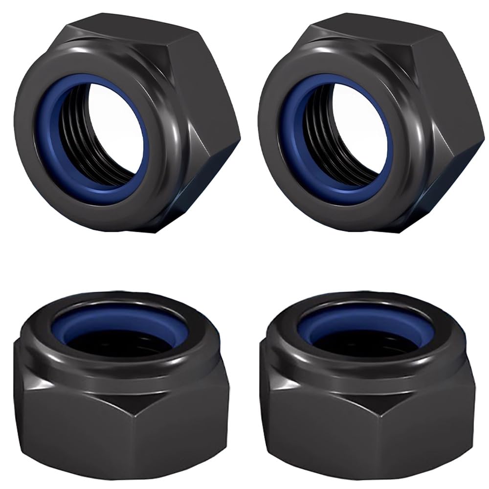 1/2-13 Lock Nut, Nylon Insert Hex Locknuts Locking Hex Nuts, Black e-Coating Stainless Steel, 20-Pack