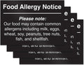 Food Allergy Notice Stickers, Restaurant Food Service Signs, Self Adhesive