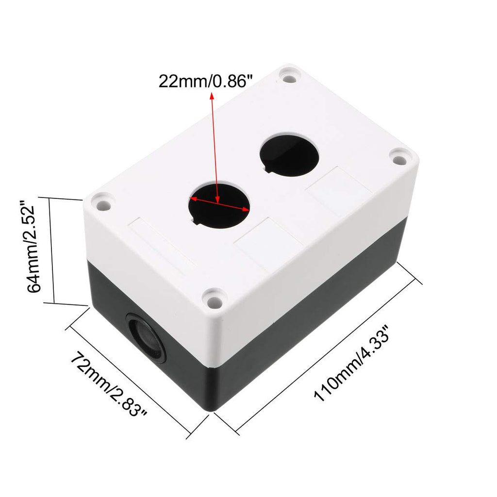 uxcell Push Button Switch Control Station Box 22mm 2 Button Hole Waterproof White Black