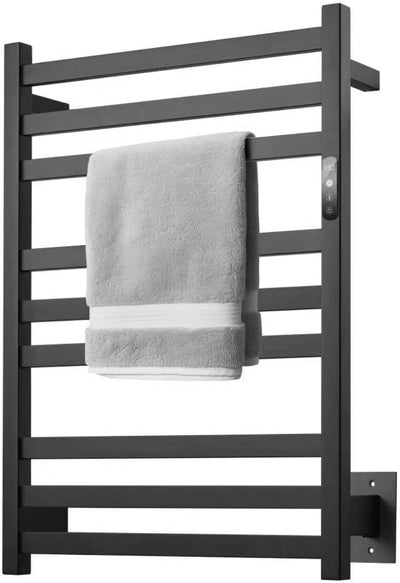 9-Bar Towel Warmer, Wall-Mounted Electric Heated Rack for Bathroom, 24-Hour Timer Smart Switch, 304 Stainless Steel