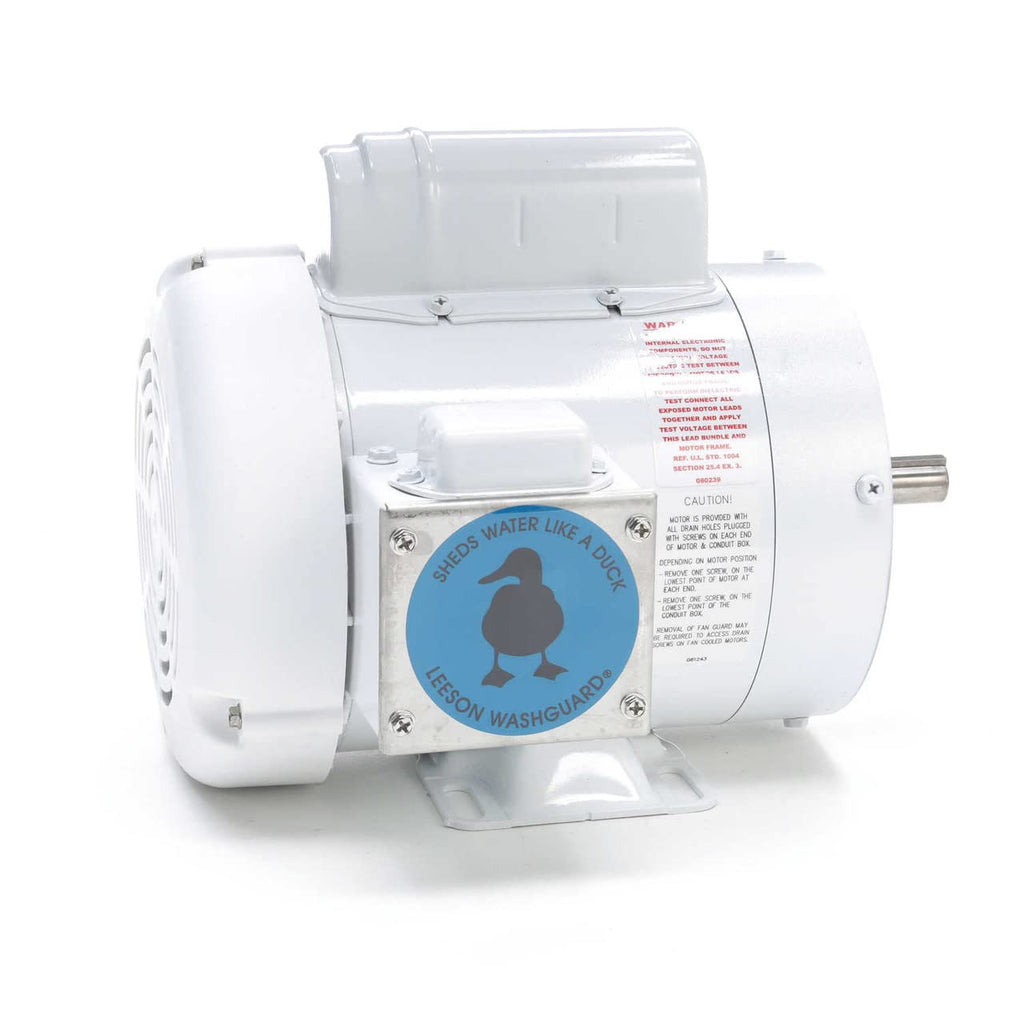 Leeson Electric, 113582.00, .75HP, 3450RPM, 1PH, 115V;208V;230V, 56C Frame, C-Face Flange, Foot Mount, TEFC, Washdown Duty Motor