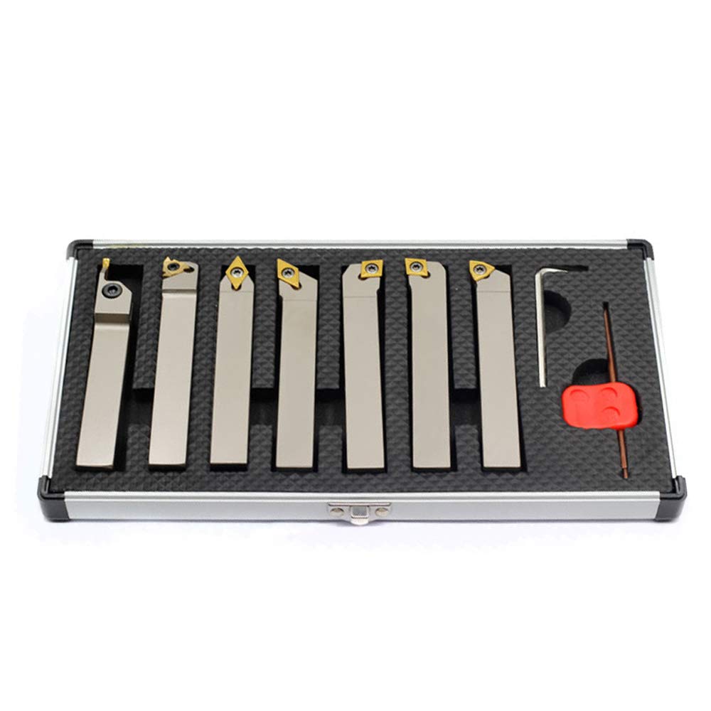 OSCARBIDE 5/8" Shank Nickel Plated 7-Piece Indexable Lathe Tool Holder Set