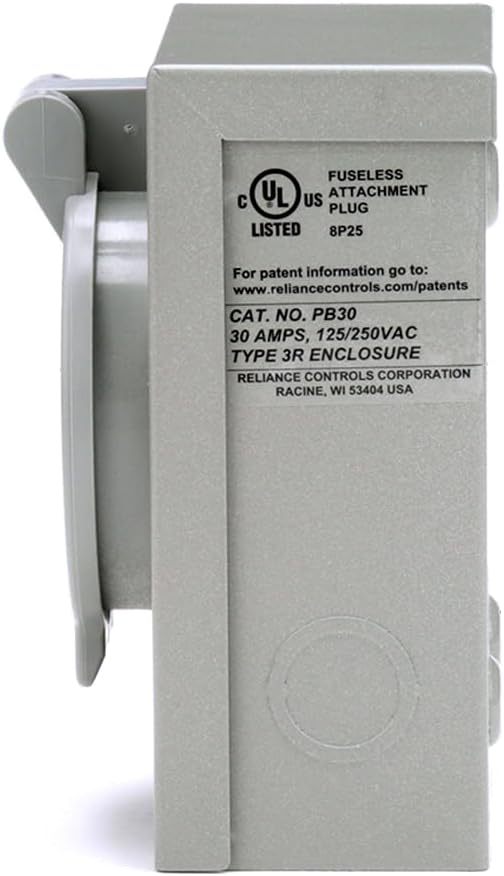 Generators Up to 7,500 Running Watts PB30 30-Amp NEMA 3R Power Inlet Box, Gray
