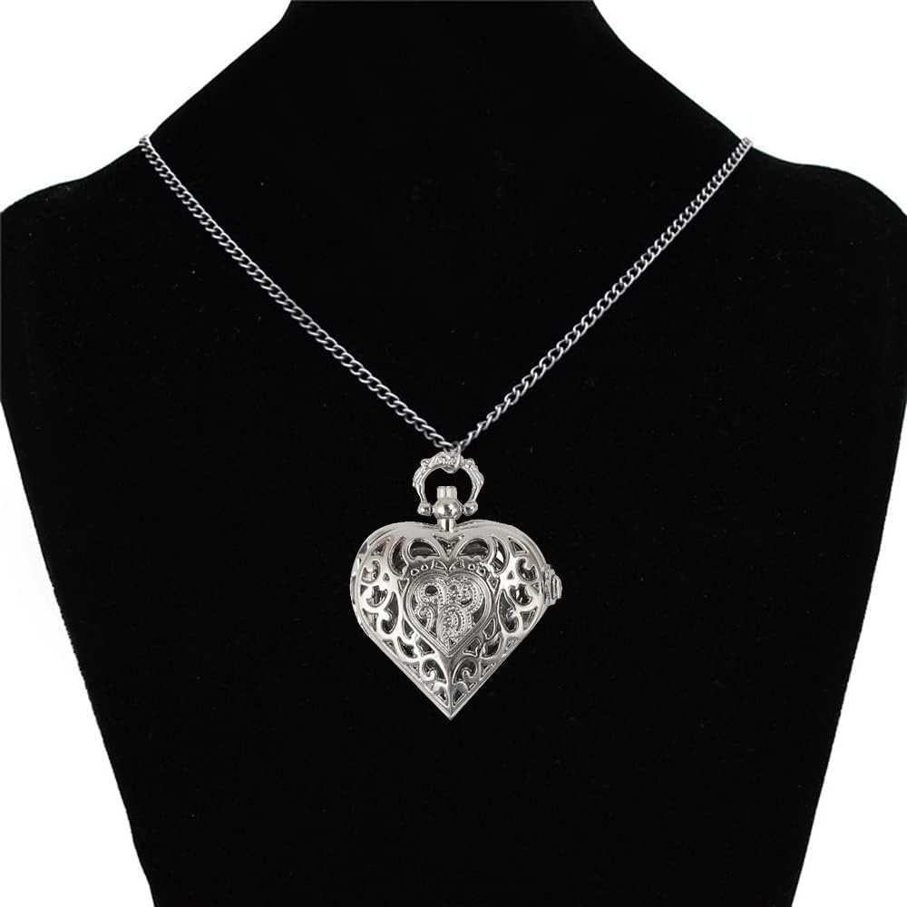 Women's Analog Pocket Watch Necklace for Women Heart Pocket Watch | Heart shaped pendant necklace pocket watches for