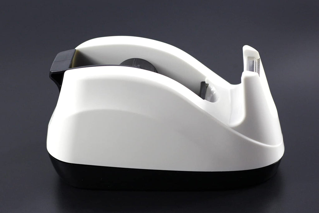 Heavy Base Nonskid Desk Tape Dispenser One-Hand Dispensing, White, 2 Pack