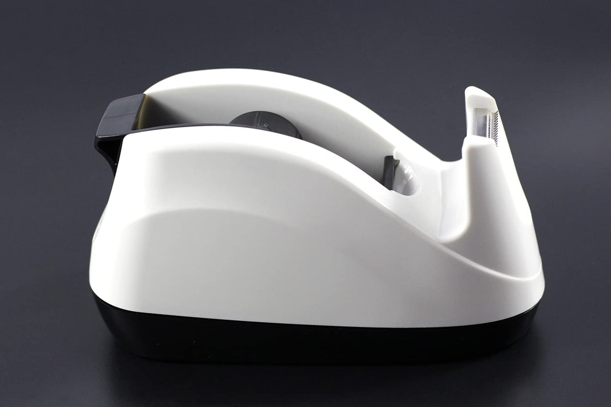 Heavy Base Nonskid Desk Tape Dispenser One-Hand Dispensing, White, 2 Pack
