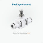 6mm OD Inline Air Flow Control Valve Push Fit Speed Controller 5Pcs