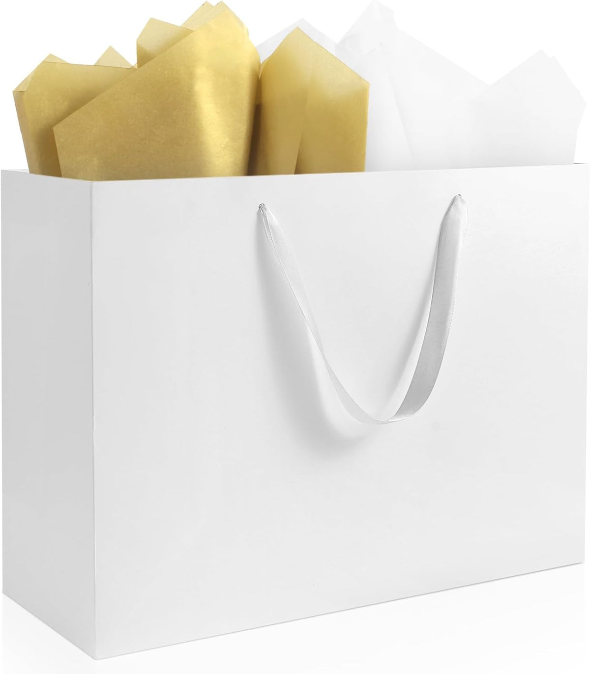 3 Pack Extra Large White Gift Bags with Handles & 6 Tissue Papers